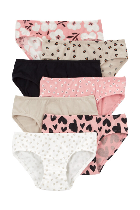 Pack siete bombachas de algodón, estampadas Sin color