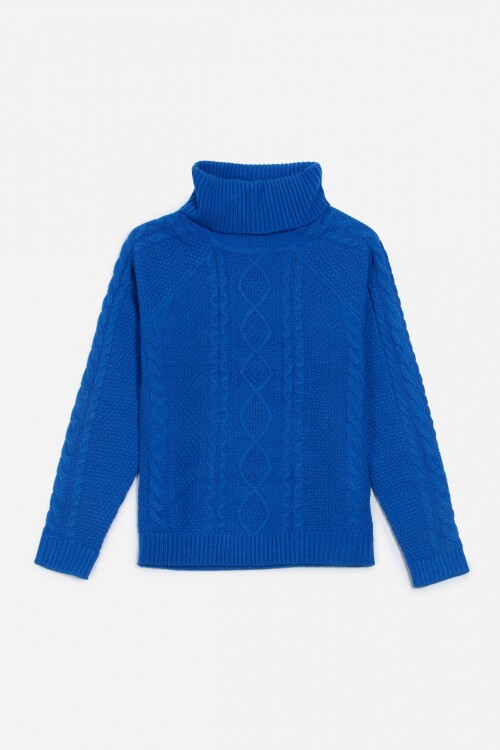 Sweater con estructura de cable - Mujer AZUL