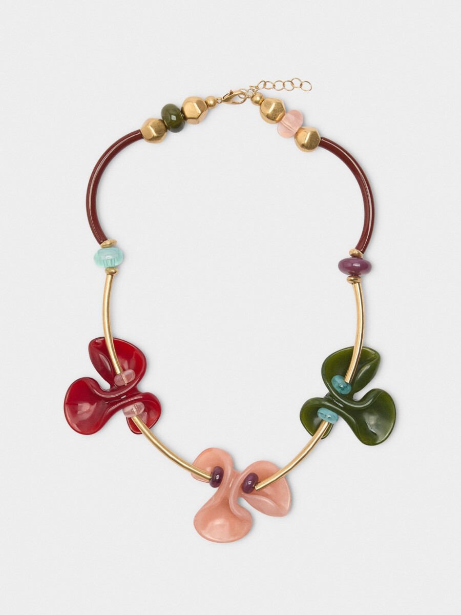 Collar Corto Flores De Resina multicolor