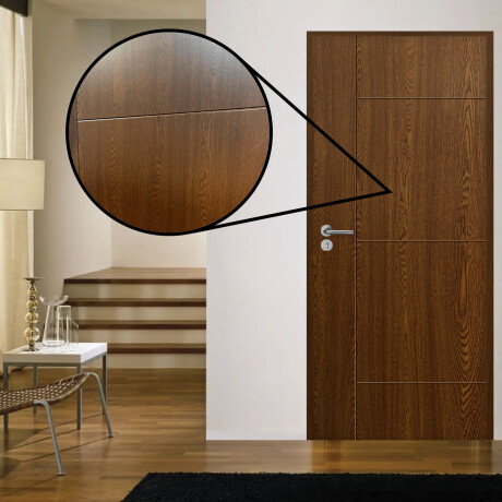 Puerta Desarmada Interior en MDF con Marco y Cerradura Lumax Marrón Oscuro Diseño Ankara Herraje Plateado
