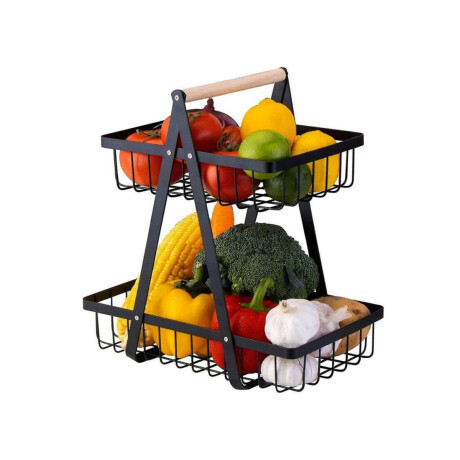 Canasto Organizador doble de metal negro cuadrillé Sc