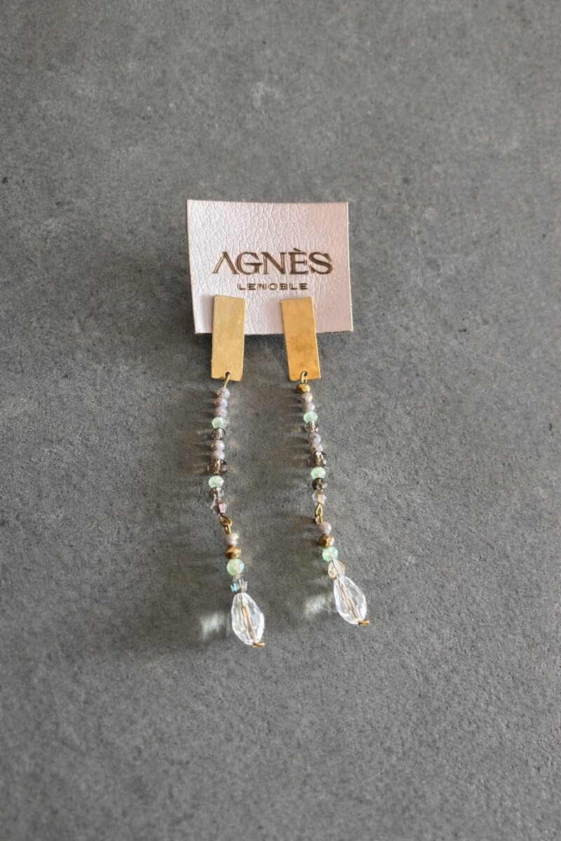 Multi Stone Earrings - Dorado / Beige 