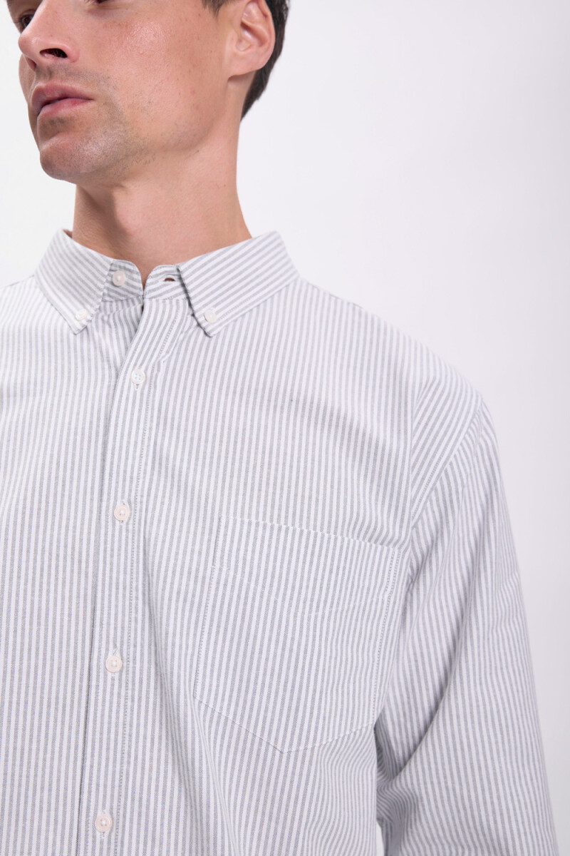 Camisa oxford rayas Gris