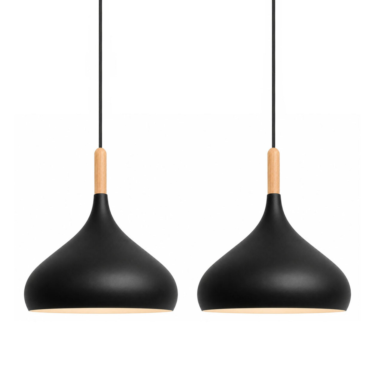 Pack x2 Lámparas Colgantes Bambú Metal E27 Diseño Nórdico - Negro 
