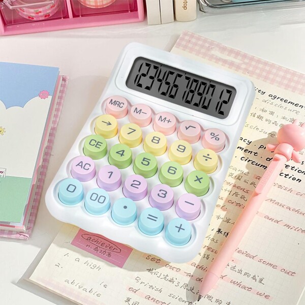 Calculadora Escritorio 12 Digitos Pantalla Grande Escolar Color Variante Blanco