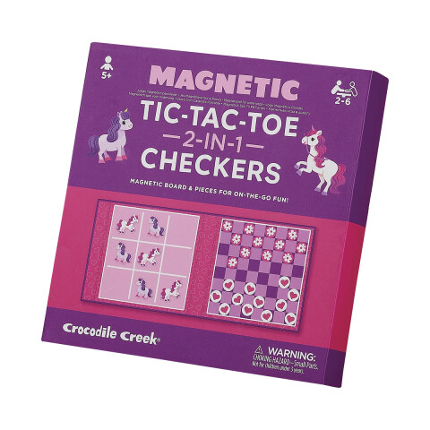 Juegos Magnéticos x2 Damas + Tatetí Crocodile Creek Unicornio