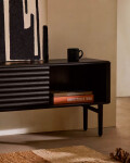 Mueble TV Lenon 200 x 57 cm de madera maciza y chapa de roble negro