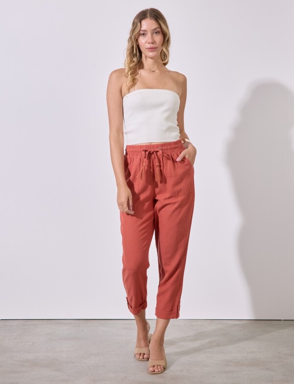 Pantalon Lino TERRACOTA