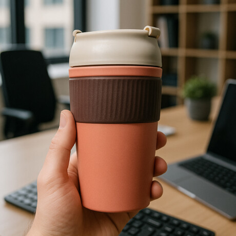 Vaso térmico con tapa hermética 450ml Rosa