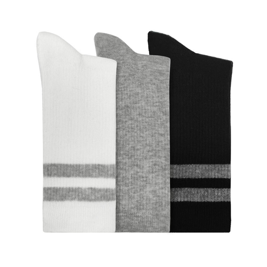 Socks Thin Stripe Crew - Unisex White/multi