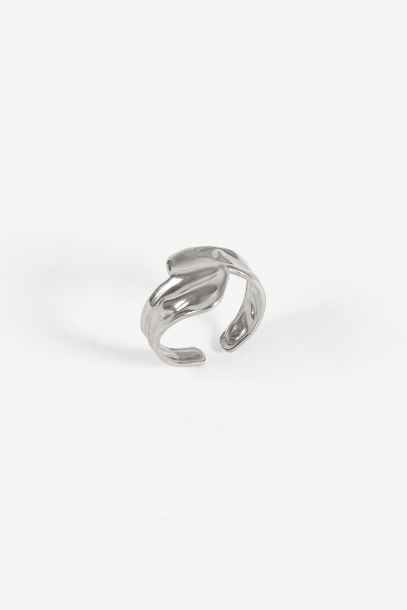 Anillo texture acero ajustable plateado