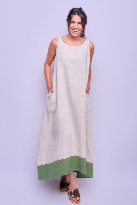 Vestido Toledo Beige con Verde