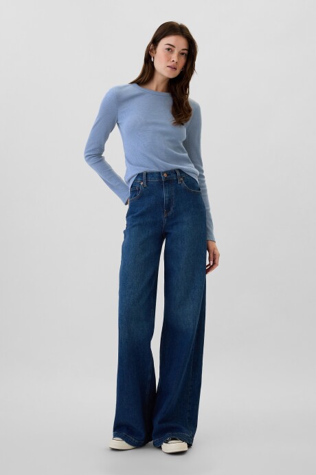 Remera Waffle Cuello Redondo Mujer Bainbridge Blue