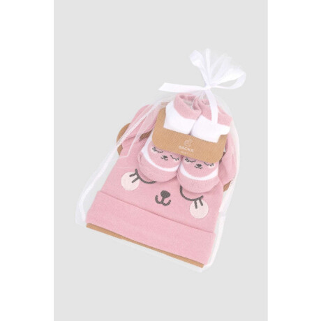 Set gorros escarpines algodon Rosado