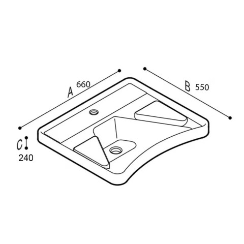 Lavatorio ergonómico suspendido accesible DMC 66X55X24 Lavatorio Ergonómico Suspendido Accesible Dmc 66x55x24