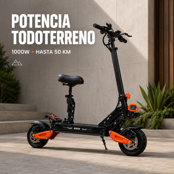 Scooter Monopatín Eléctrico Gogreen Punch Motor 1000w 60km/h Color Negro