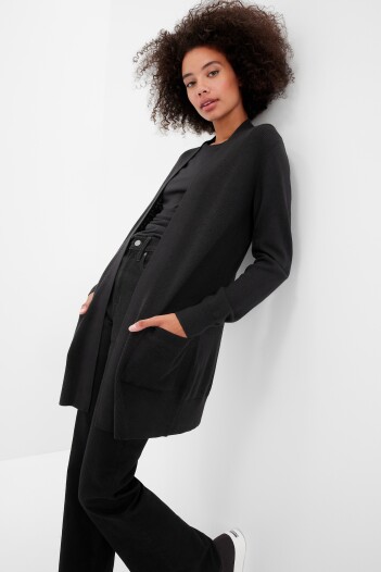 Saco Largo Sin Botones Mujer True Black
