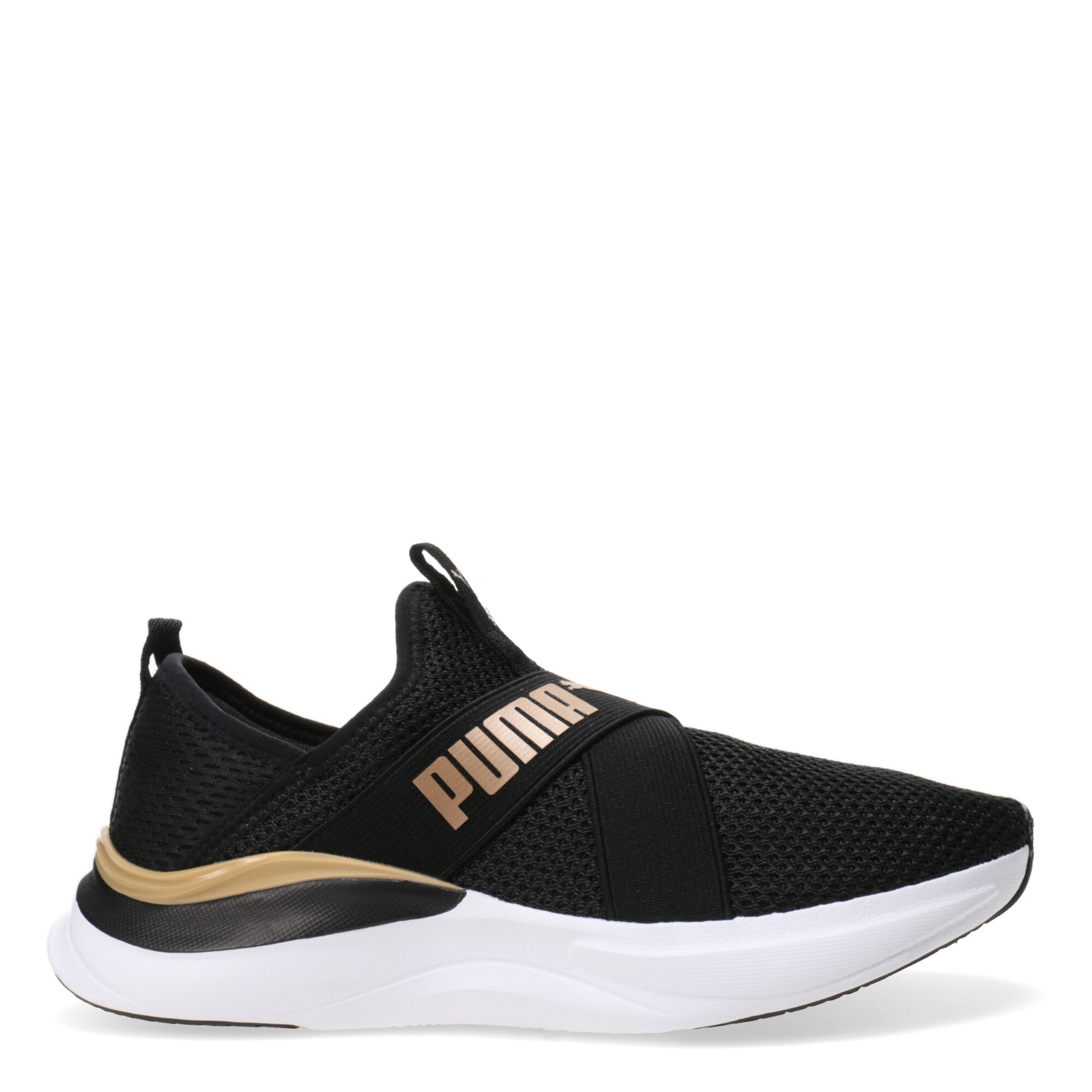 Championes de Mujer Puma Softride Harmony Slip Puma Negro Dorado Peppos
