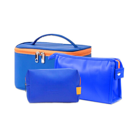 Set de 3 neceseres bicolor para viaje azul Sc