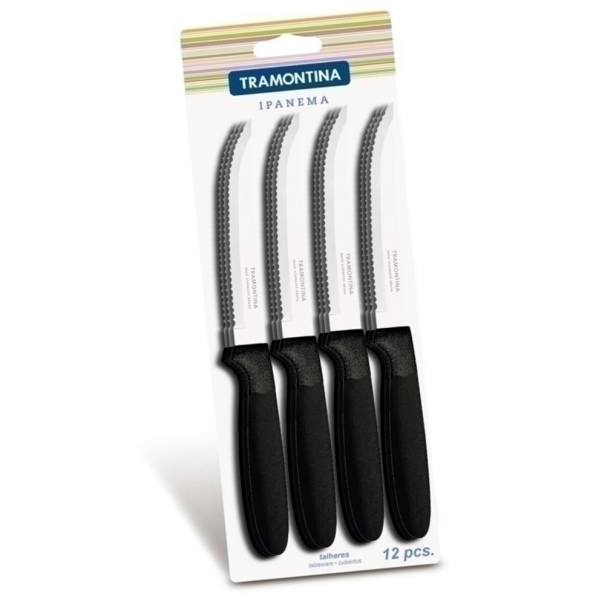 Cuchillo mango plástico negro IPANEMA, 12 piezas -TRAMONTINA - TN9005 