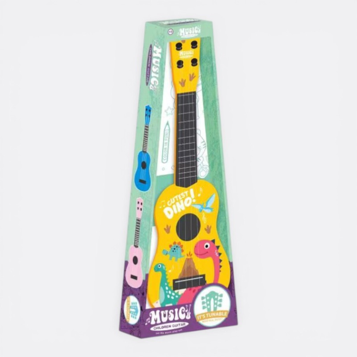 Guitarra Infantil Diseño Estampado De Animales - Amarilla Dino Tierno 