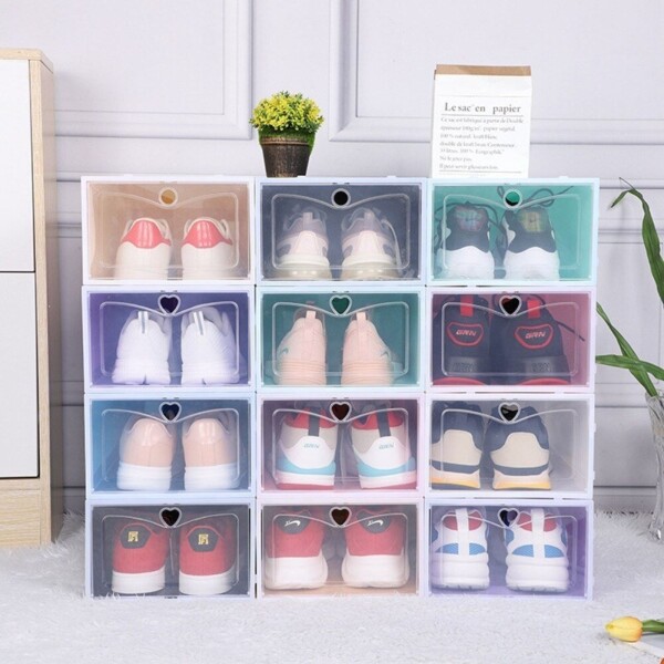 Caja Zapatos Zapatera Transparente Organizador Apilable Color Variante Blanco