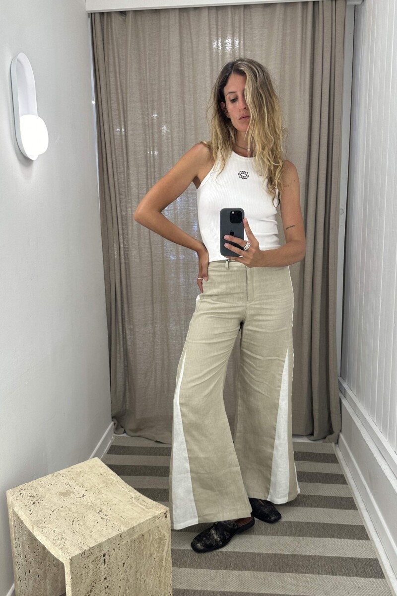 Pantalon Murra Combinado Crudo/Vison