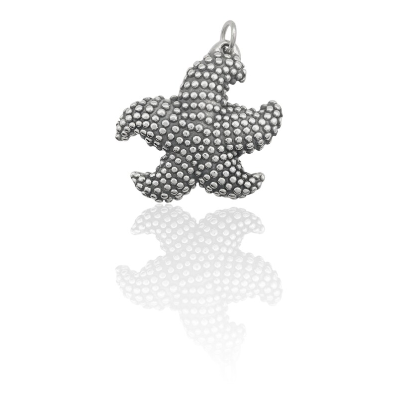 Dije Colgante Estrella de Mar-Plata 925 inflada quemada-Sin Piedra-CP3359 Sinpiedra