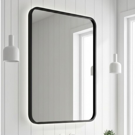 Espejo Vertical Lumax Suleban c/marco y luz 90x70cm Negro