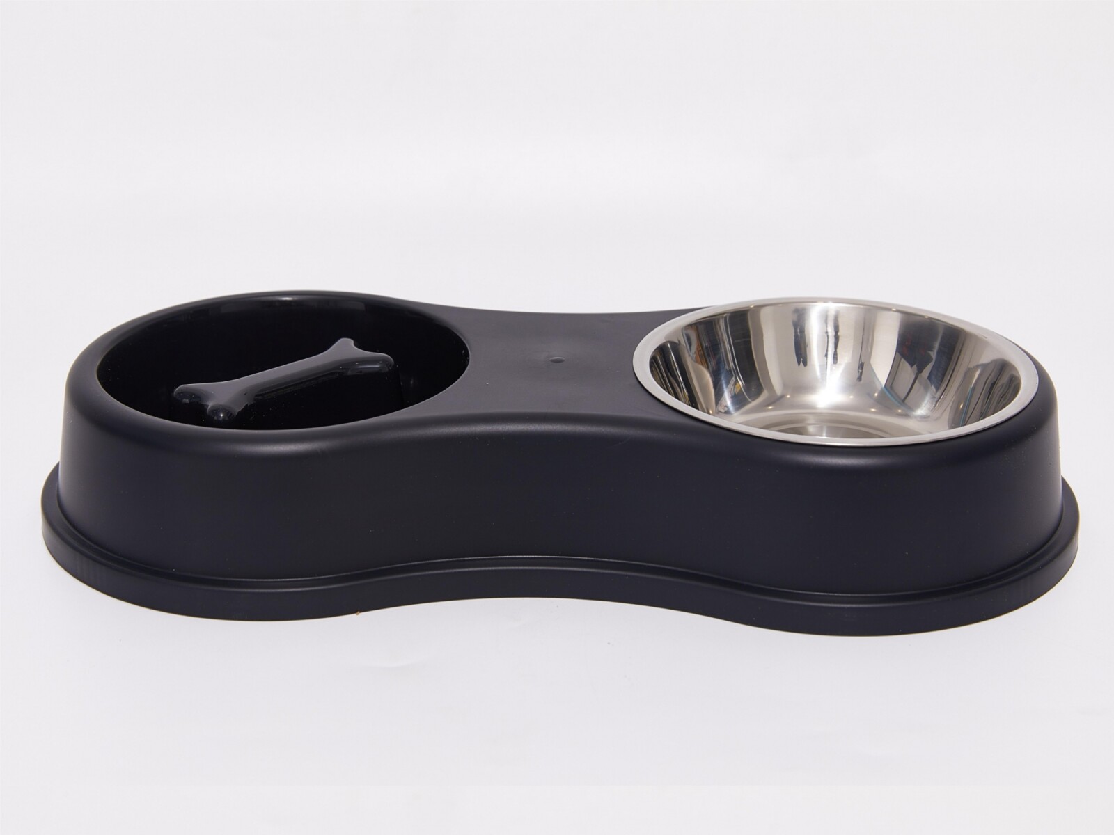 PLATO DOBLE PARA PERRO (NEGRO CON BOWL) 