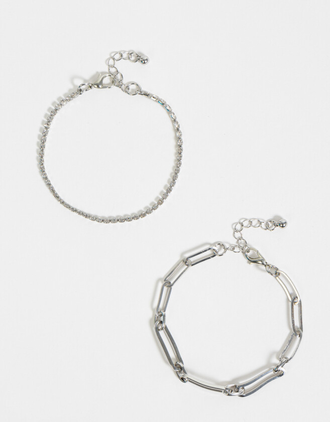 Pulseras Flexibles Sets Prom Set De Pulseras Con Strass - Plateado