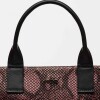 Cartera de Mano Capri En Cuero Grabado Snake Metalizado Bordeaux