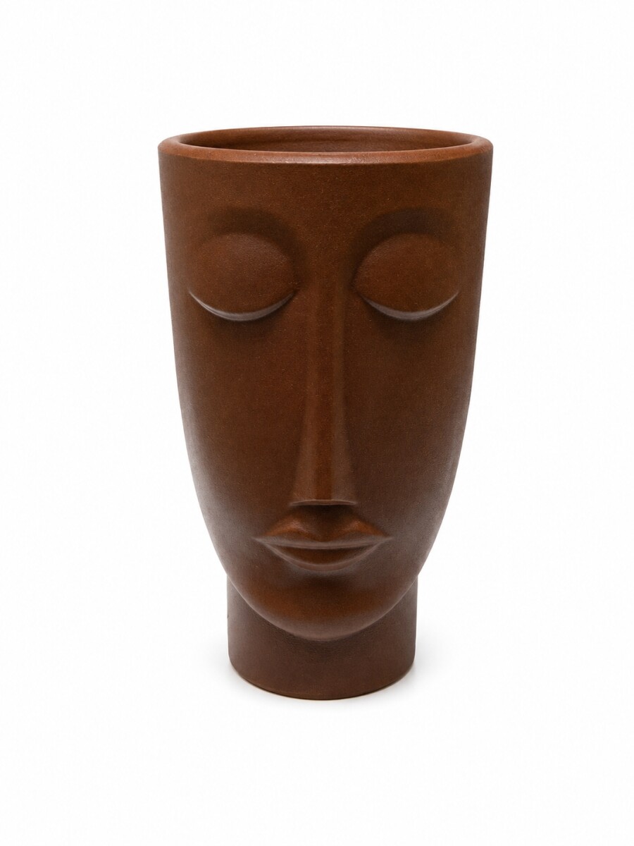 MACETA FACE HOMBRE PLASTICA - MARRON 