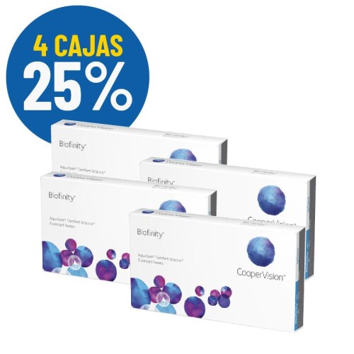 Set Biofinity Asferico X 4 Cajas Blanco