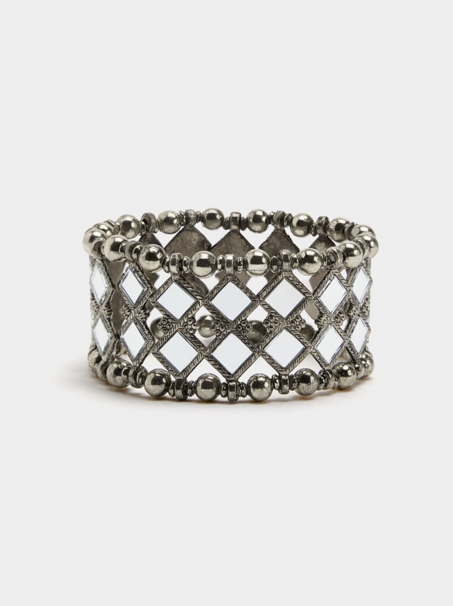 Pulsera Elástica De Rombos Espejo - plateado 