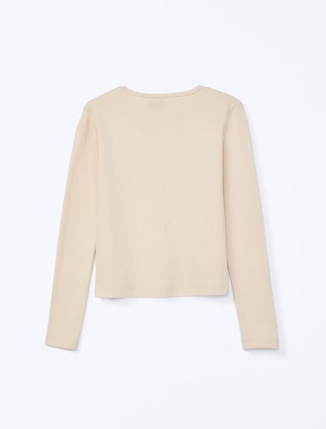 BLUSA INFANTIL EN TELA ACANALADA BEIGE