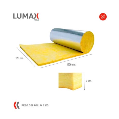 Lana de vidrio aluminio 2 cm espesor 1.2m ancho aislante termo-acústico Lana de vidrio aluminio 2 cm espesor 1.2m ancho aislante termo-acústico