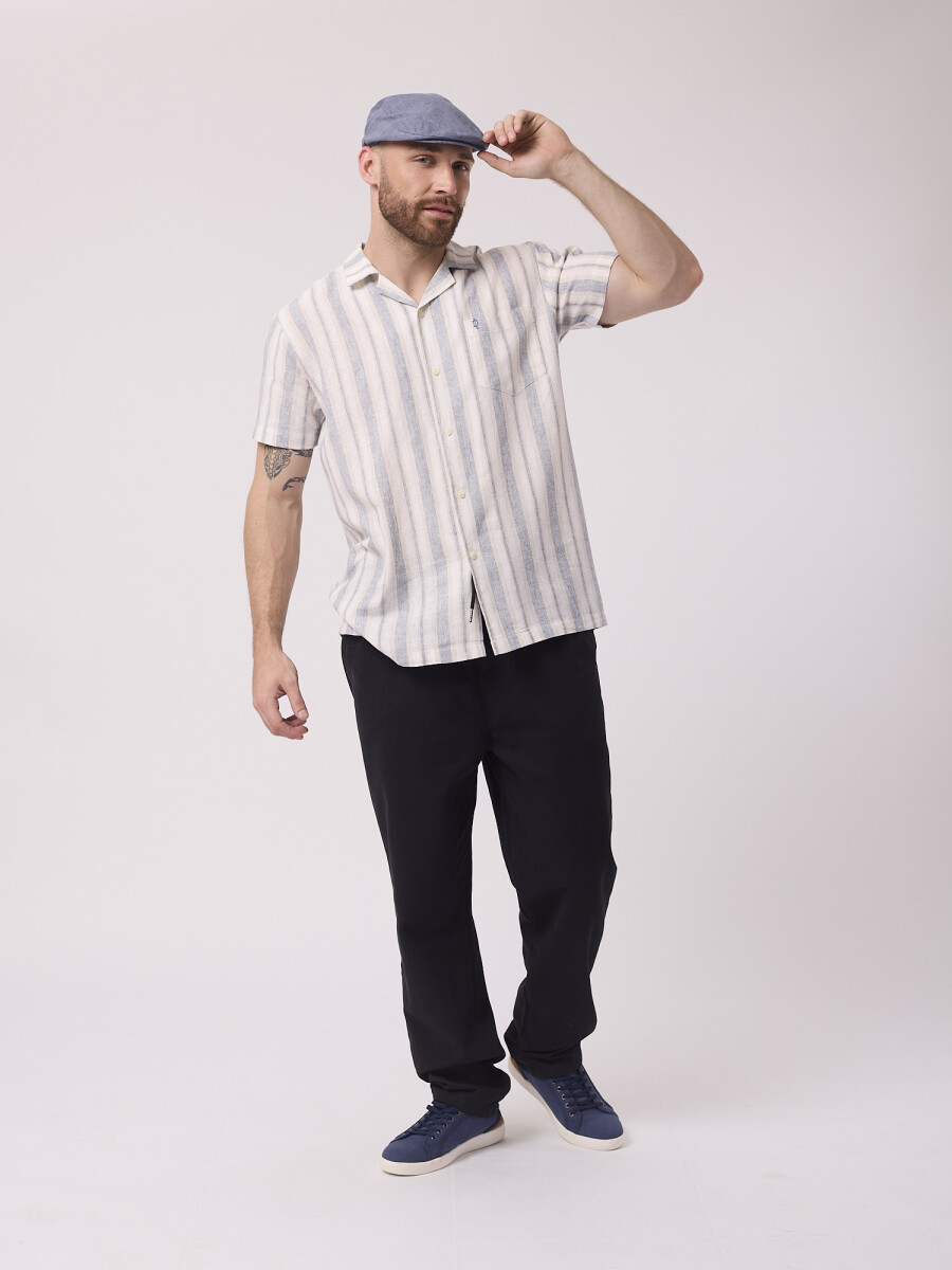 Camisa mc rayada - azul 