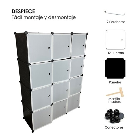 Armario Plástico Lumax 12 Puertas Desmontable Portátil Blanco