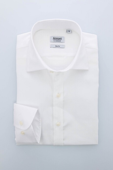 Camisa Annoni Short Collar Espigada Blanco