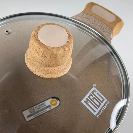 Olla Aluminio Fundido Presión Revestimiento Granito Tapa Vidrio 24cm Olla Aluminio Fundido Presión Revestimiento Granito Tapa Vidrio 24cm