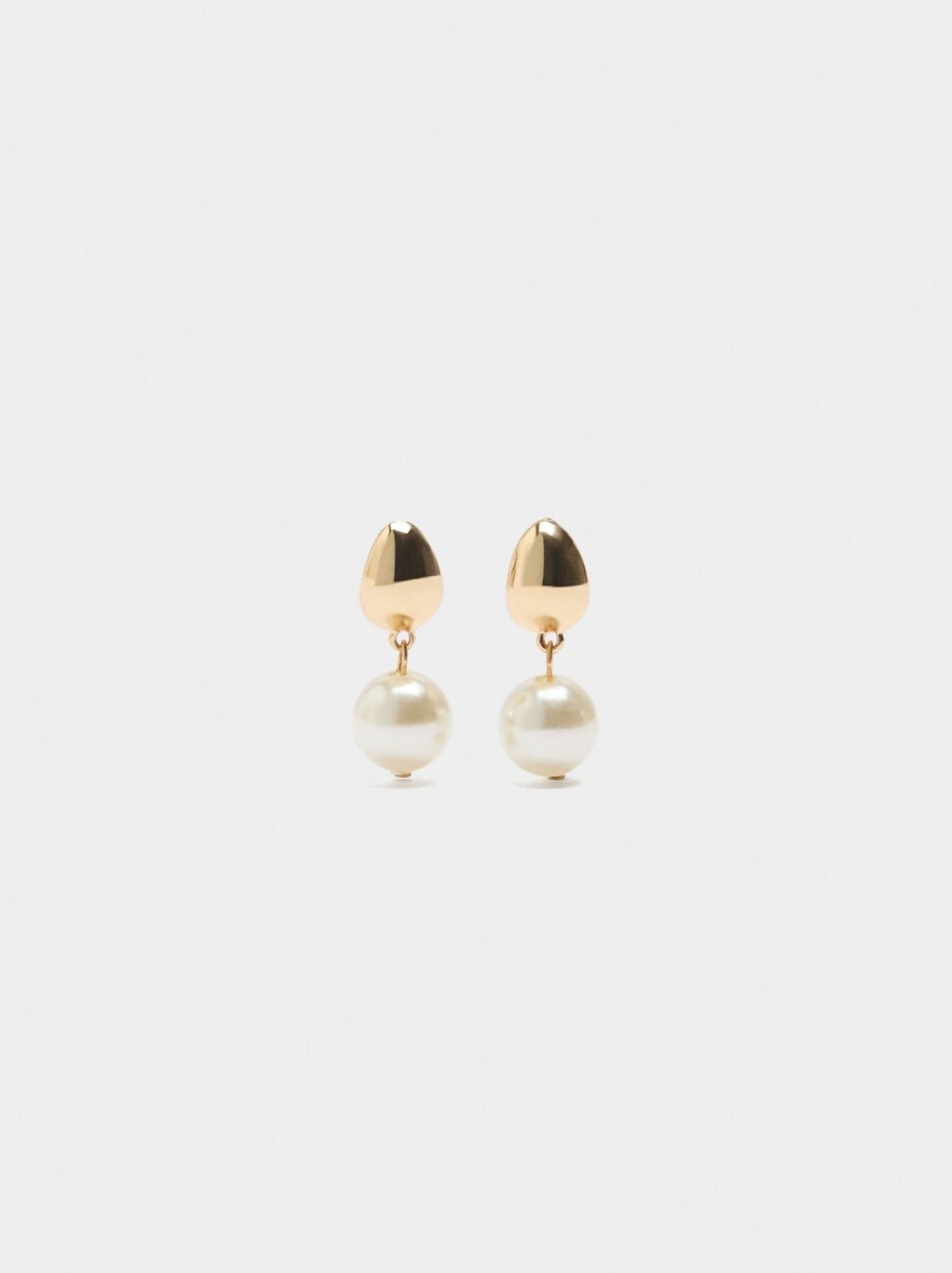 Pendientes Ovalados Con Perla - blanco 