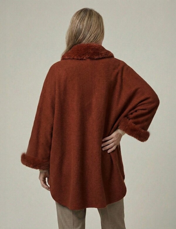 Ruana Faux Fur TERRACOTA