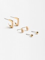 Set De Pendientes Con Esmaltado beige