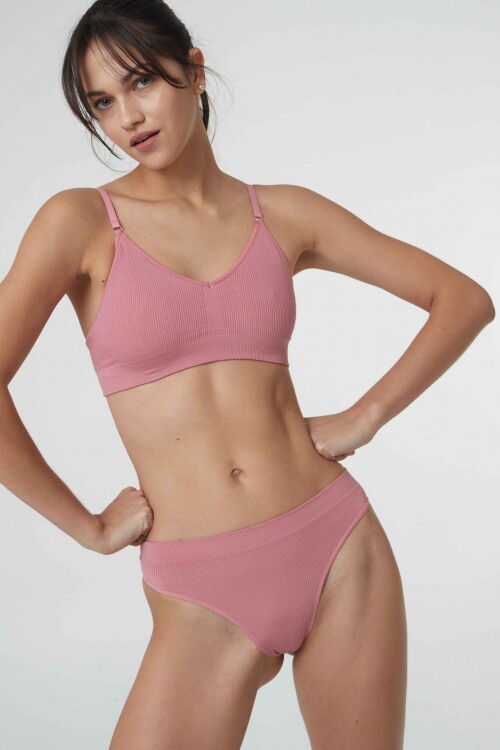 Colaless Rib Rosa Tostado