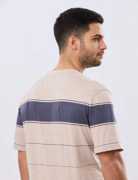 REMERA RAYADA DE ALGODÓN Beige