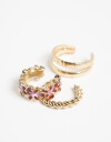 Aros Sets Color Set De Earcuffs Con Flor - Dorado