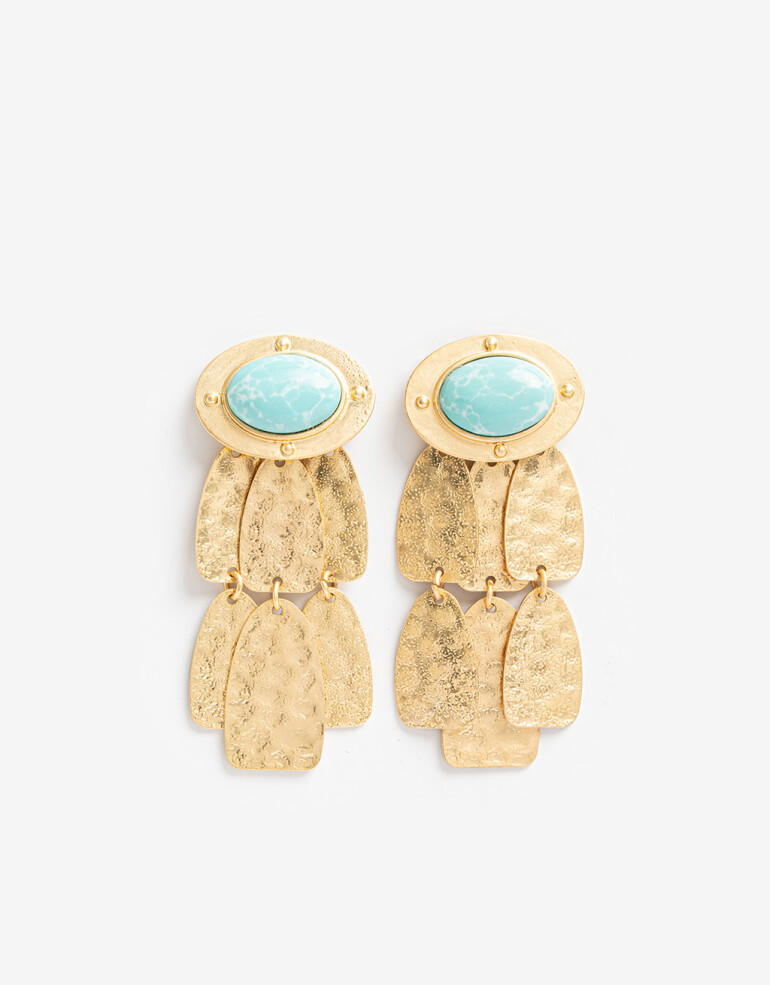 Aros Colgantes Largos Piedras Aros Colgantes Largos - Dorado Antique Gold