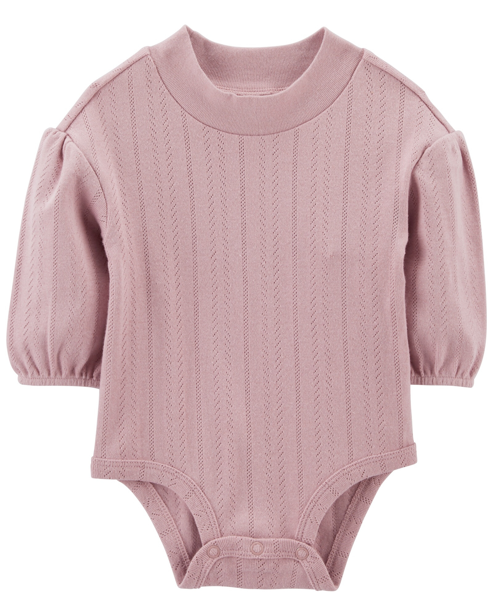 Body de algodón calado, manga larga, rosado Body de algodón calado, manga larga, rosado