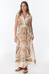 Vestido Elaia Estampa Camel